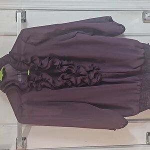 Purple ruffle blouse with built in cami